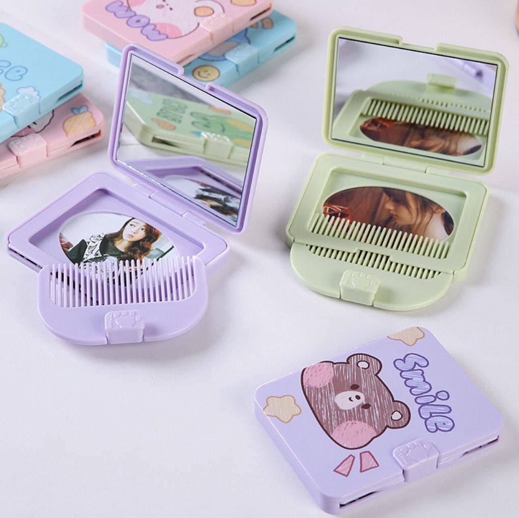 随身镜便携梳子镜子二合一方形折叠迷你口袋镜补妆美妆化妆公主镜,家庭/个人清洁工具,随身化妆镜,淘宝优惠券,粉丝福利购,淘宝优惠卷