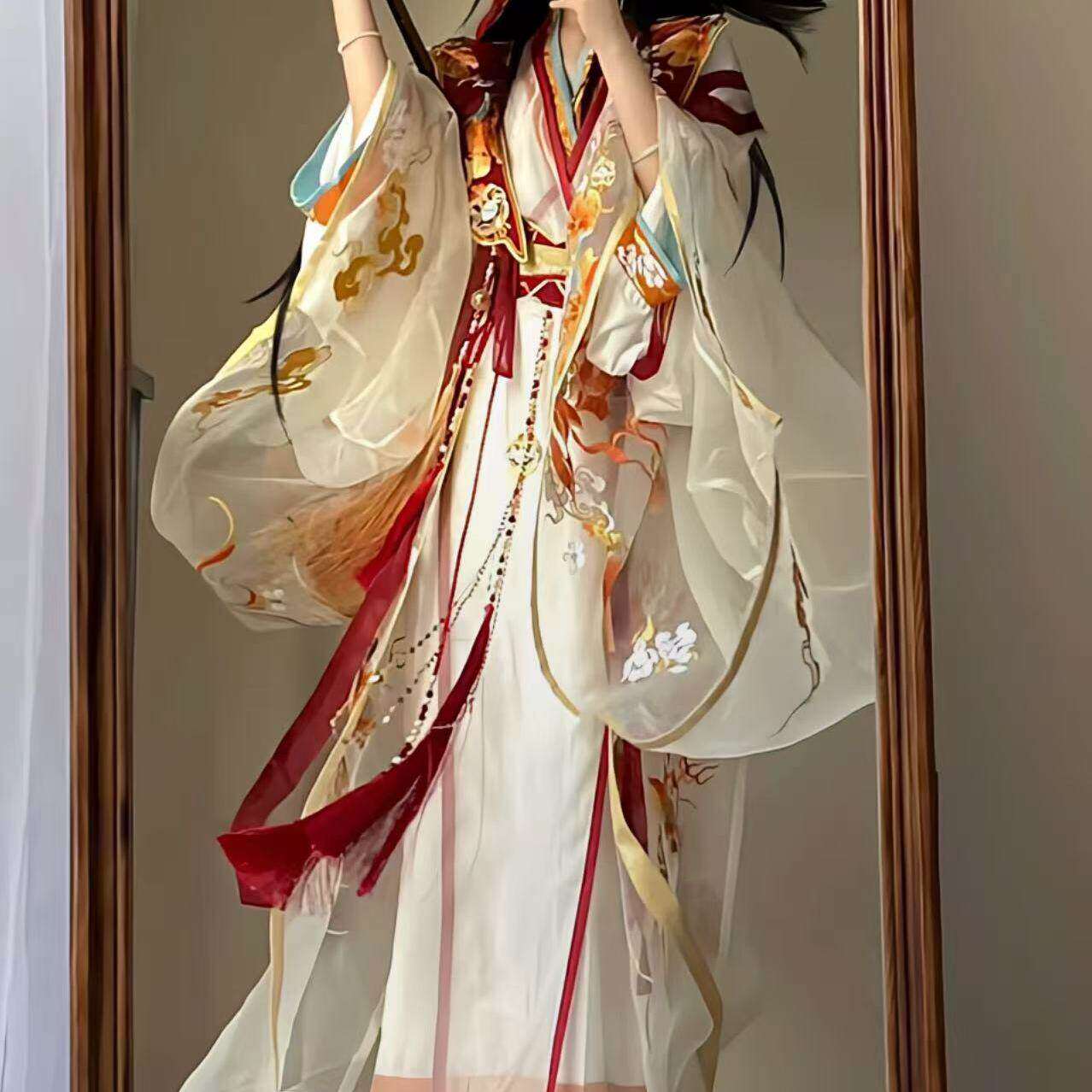 原创汉服【悦神图】国风重工刺绣改良直裾大袖衫神仙古装男女同款