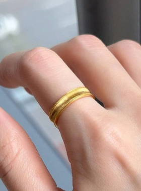 小红书爆款极简风刻丝素圈戒指女小众简约轻奢高级感时尚通勤指环