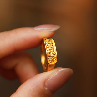 小红书爆款民国老款金戒指2025新款精致小金花梅花桂花精致指环女