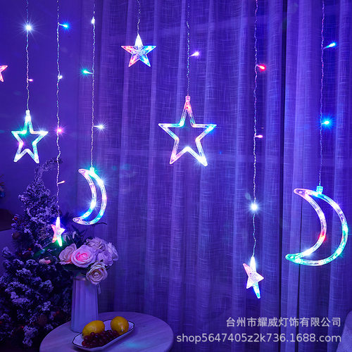 LED窗帘灯星月灯网红卧室房间装饰彩灯串春节节日挂饰星星串灯