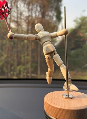梧棣木人创意磁悬浮活动式木偶人车载桌面两用解压摆件