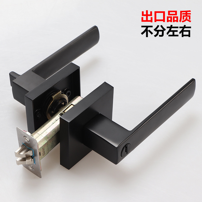 鹿友 锌合金门锁 三杆重型执手锁卧室卫生间无钥匙不锈钢门木门锁