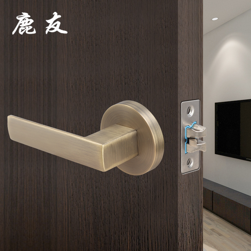 无钥匙三杆式通道锁把手消防门过道锁酒店足浴无反锁三杆执手门锁