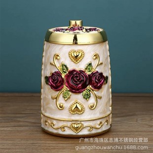 牙签盒家用创意个性 欧式 高档牙签筒便携L轻奢按压自动牙签桶饭店