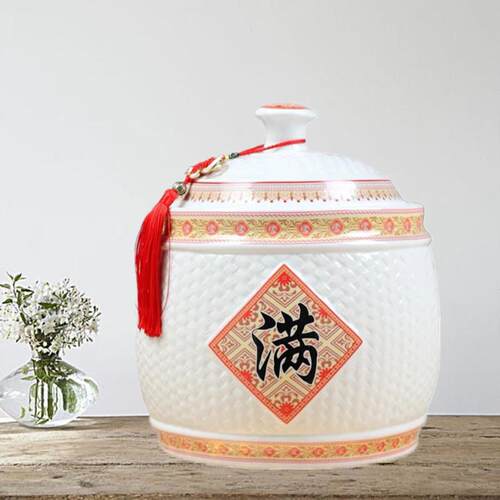 全形米罐景德镇陶瓷米储盒家用带盖5kg10 10kg密封防潮面罐杂粮罐