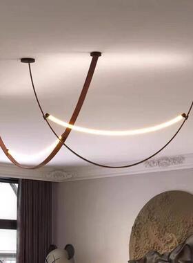 意大利极简皮带吊灯设计师样板展厅空客厅loft挑高楼梯间饭厅灯具