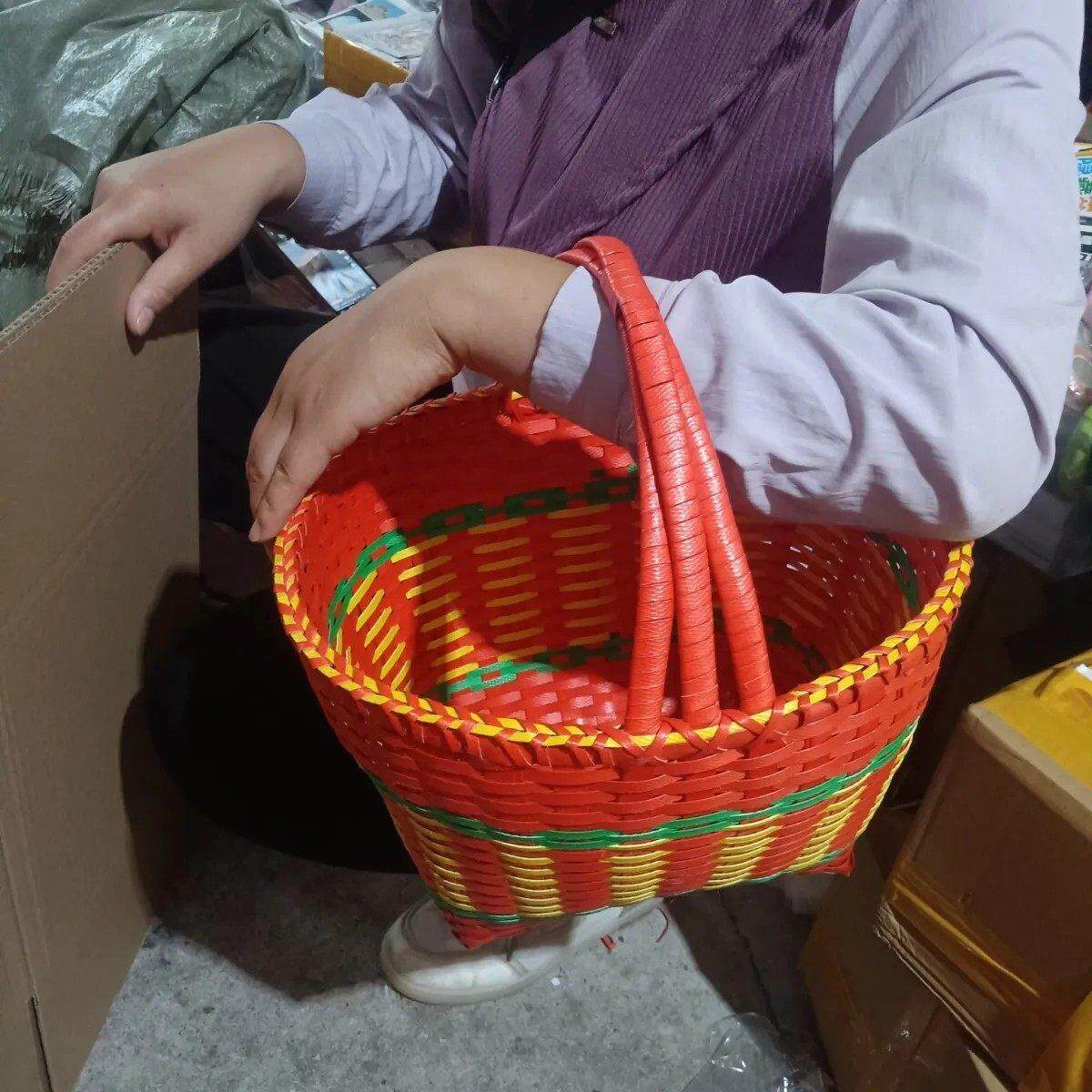 菜篮篮子提篮手提编织菜篮子收纳塑料采摘洗澡宠物购物野餐购物篮