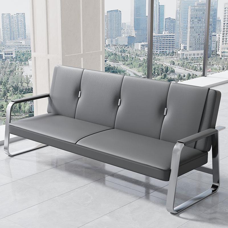 办公沙发休息区简约商务会客接待室组合连座三人位店铺小型钢架椅