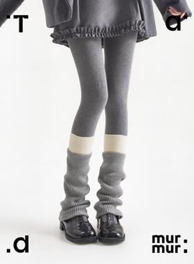 Tad低语秋冬堆袜女士温暖针织羊毛小腿袜Jk灰色匹配腿套