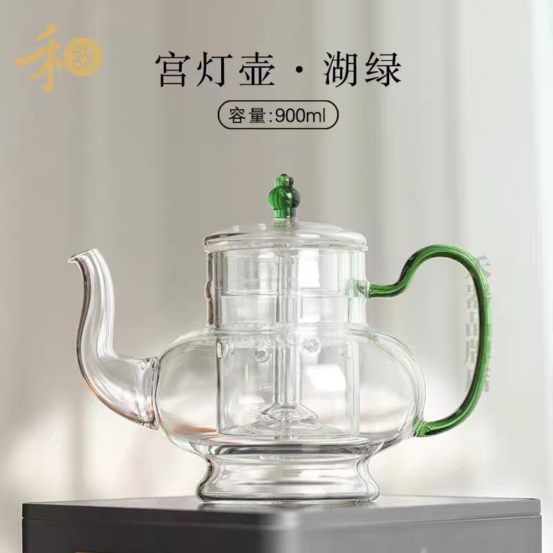 禾器晶彩宫灯壶煮茶壶耐热玻璃茶具黑晶炉用烧水壶老白茶专用高档