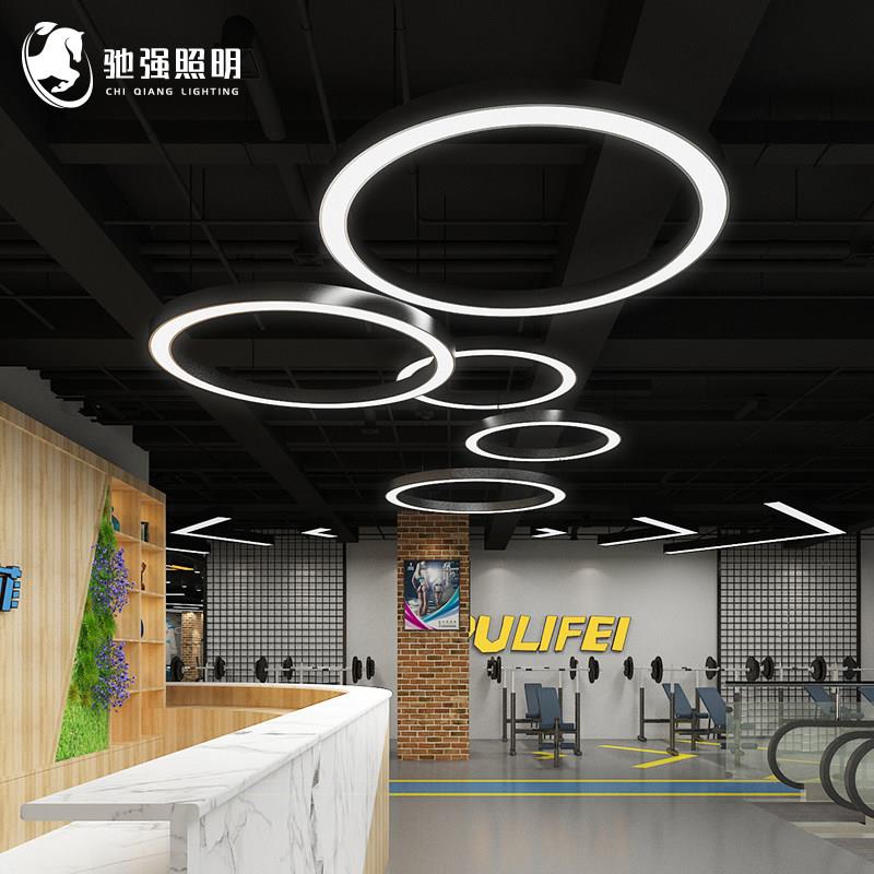 LED圆形吊灯圆环灯办公室健身房商场店铺工业风圆圈环形造型灯具