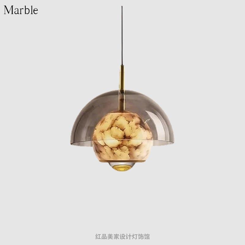 意式轻奢Marble云石卧室床头吊灯设计师款后现代玄关过道玻璃吊灯