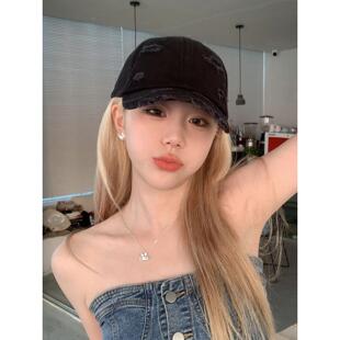 帽子假发一体女白金长直棒球帽一体式鸭舌帽假发压发帽时尚百搭