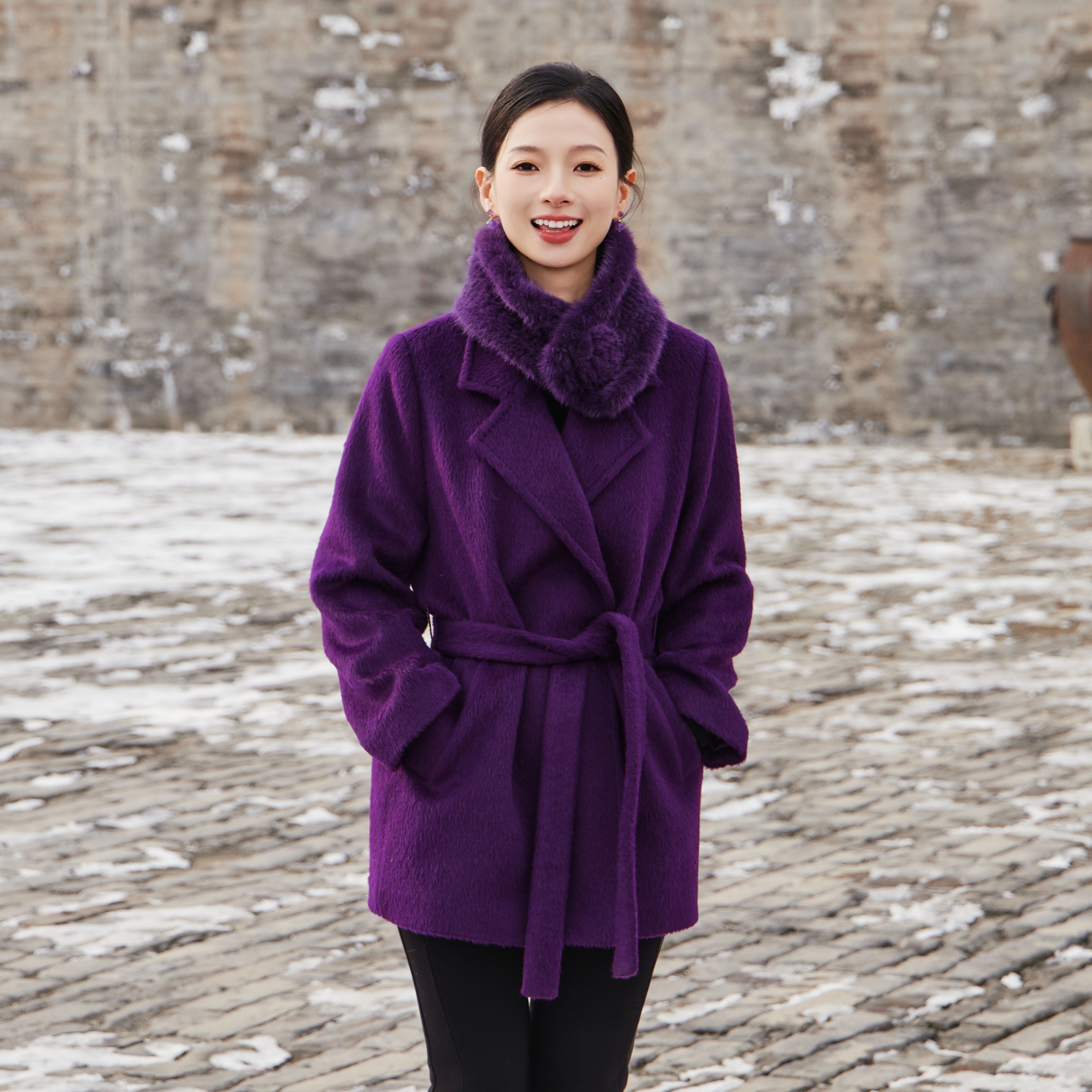 西子羊毛呢双排扣通勤大衣女秋冬