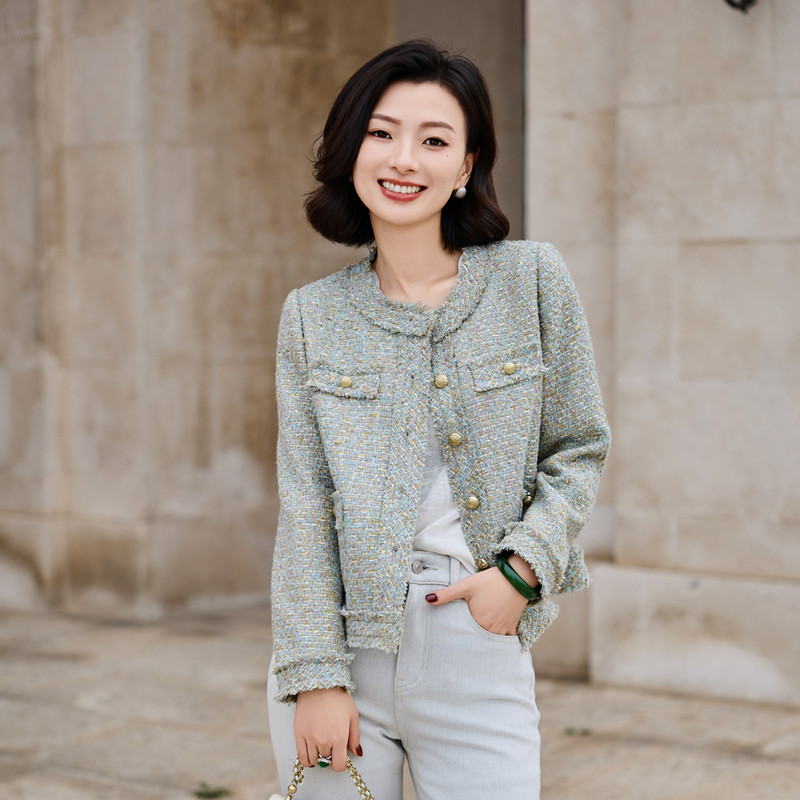 西子/【黄昏森林】长绒棉花纱金丝小香风外套/TJ1508