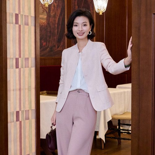西子桑蚕丝羊毛混纺小香风外套女