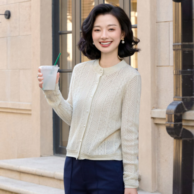 羊绒羊毛金葱镂空手钩肌理针织衫