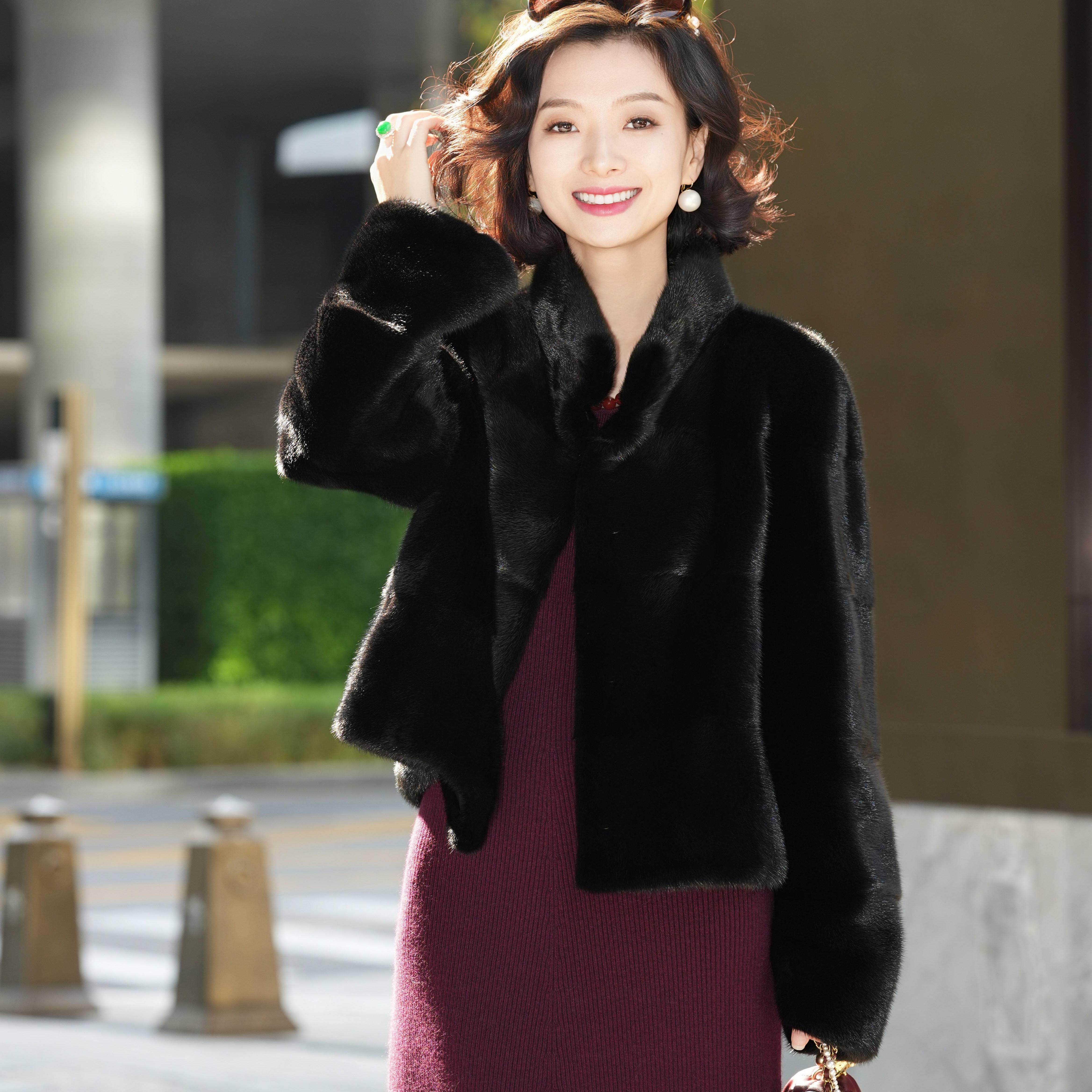 北美进口宝嘉美水貂皮草立领外套