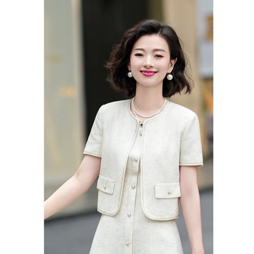 西子/【对白】法式洋气时尚休闲小香风连衣裙+外套套装/WTHJ049