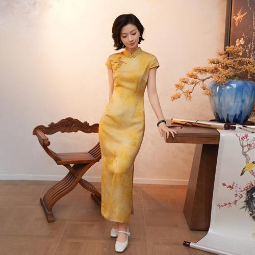 提花显瘦收腰喜妈妈送考改良旗袍