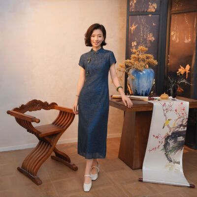 新中式立领盘扣改良旗袍连衣裙女