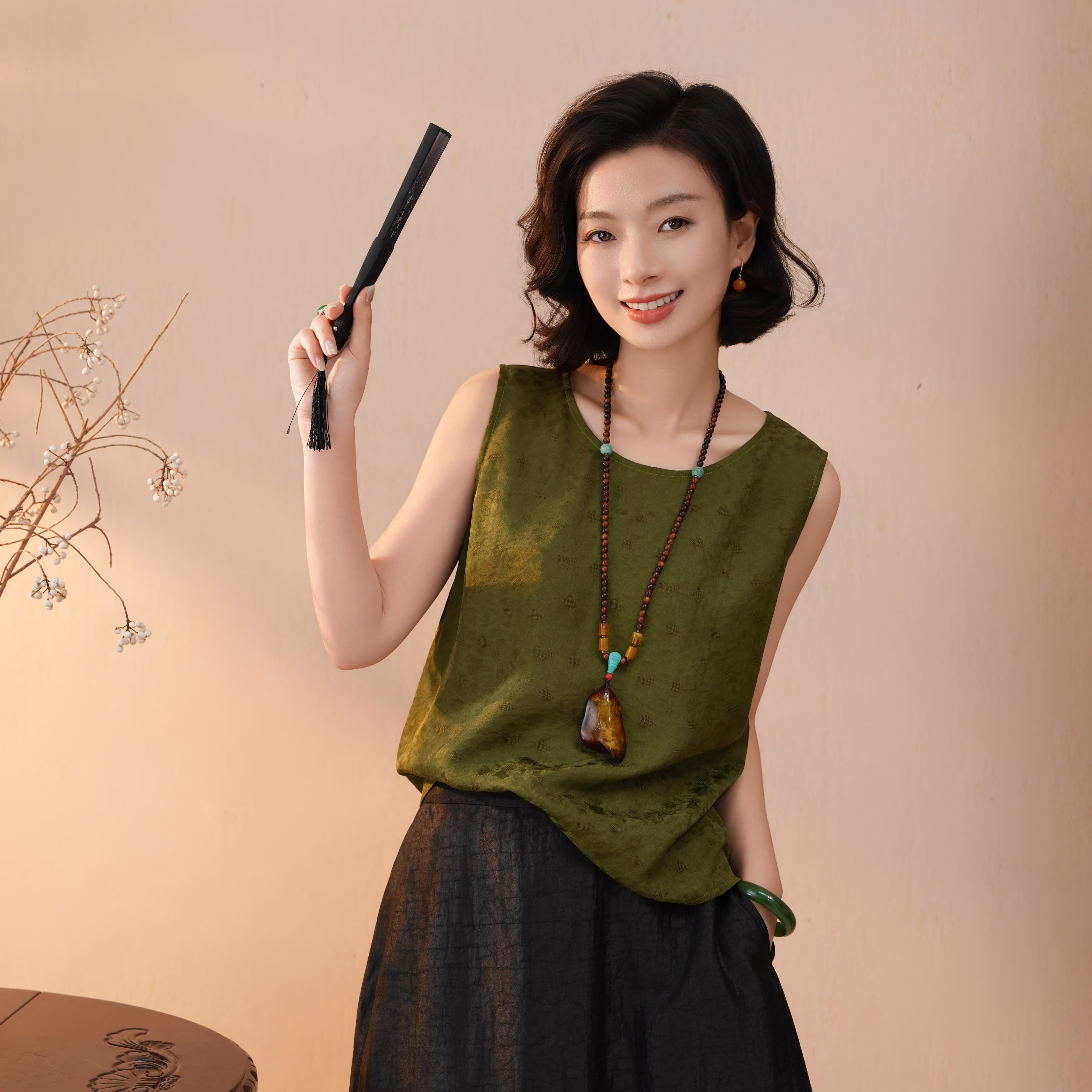 西子/【双生花】24姆米桑蚕丝双面穿异色花萝吊带背心女/DDZH0085