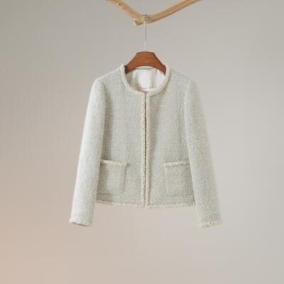 小香风羊毛金葱粗花呢秋冬外套女