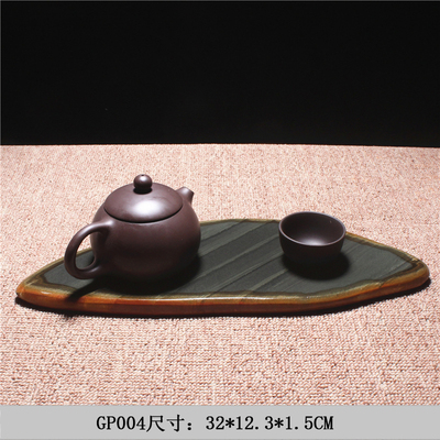 精品歙砚干泡台茶盘原石随形金晕籽料石自然茶海简约实用茶台壶承