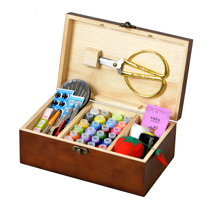 高级家用实木质针线盒套装高档结婚陪嫁针线包十字绣工具收纳盒