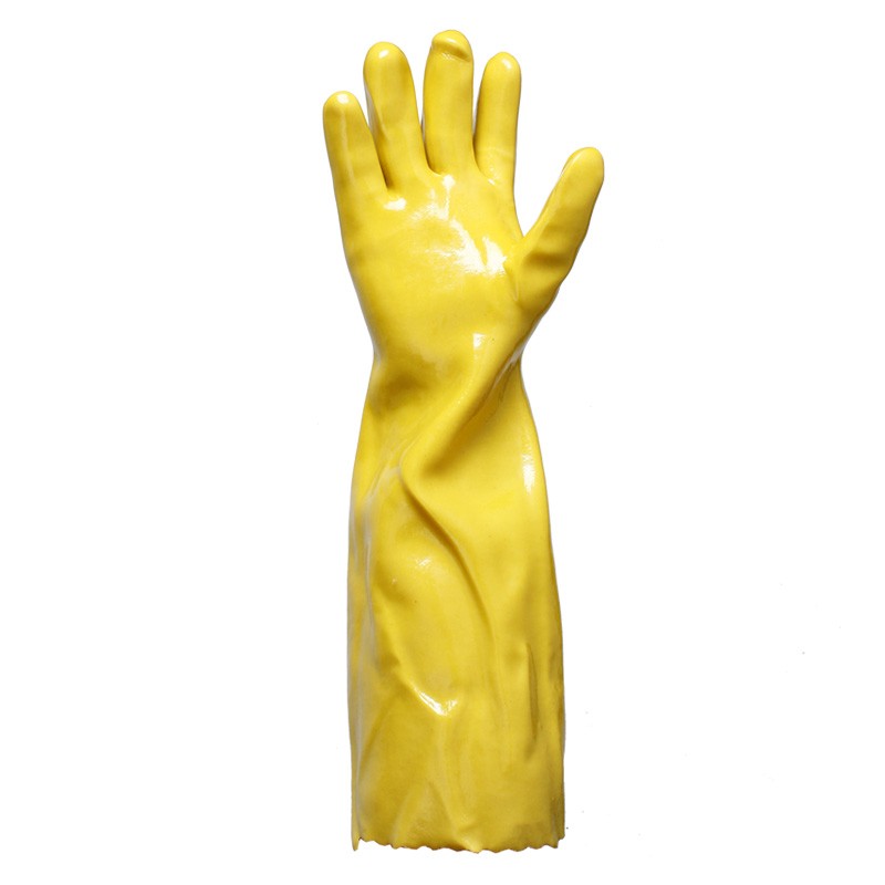 棉毛浸塑手套千禧龙加长款45CM工业耐油耐酸碱手套劳保防水