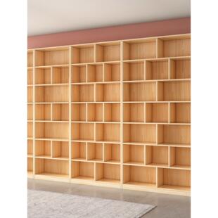 全实木书架落地式书架储物架全墙集成储物柜客厅原木儿童环保储物