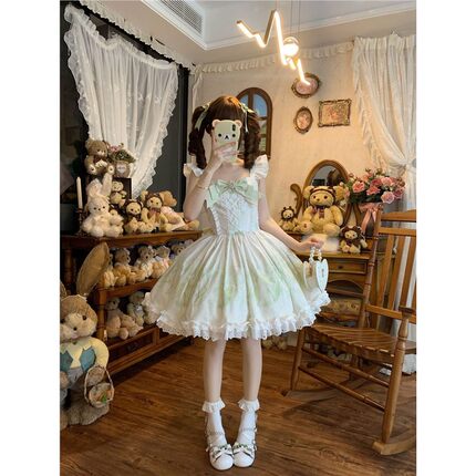羊羊羊【铃兰笺】甜美可爱少女温柔清新碎花吊带洛丽塔lolita洋装