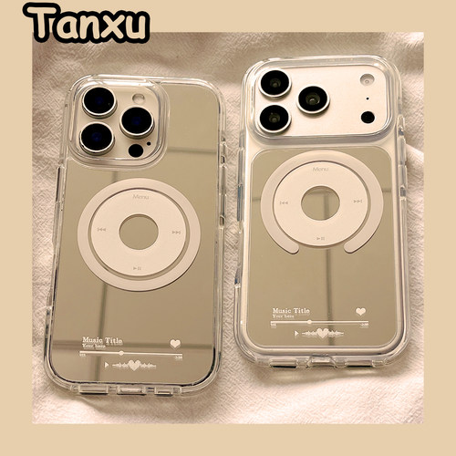 镜面唱片磁吸适用苹果手机壳