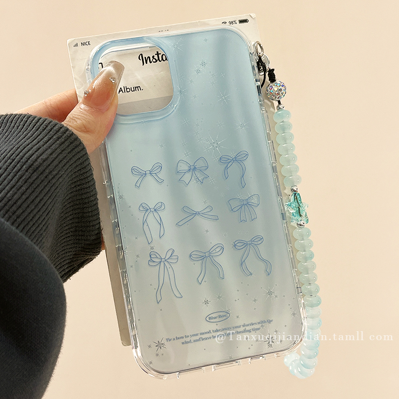 ins韩系温柔气质蝴蝶结适用苹果16promax手机壳iphone15pro新款13小众14promax硅胶14带链条16pro创意15全包
