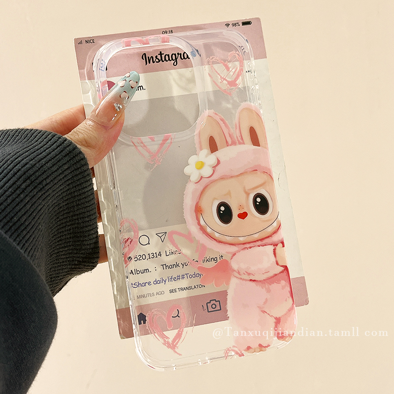 超火可爱卡通labubu适用苹果16promax手机壳女iphone15pro新款少女心13小众14promax硅胶14透明16p网红15全包