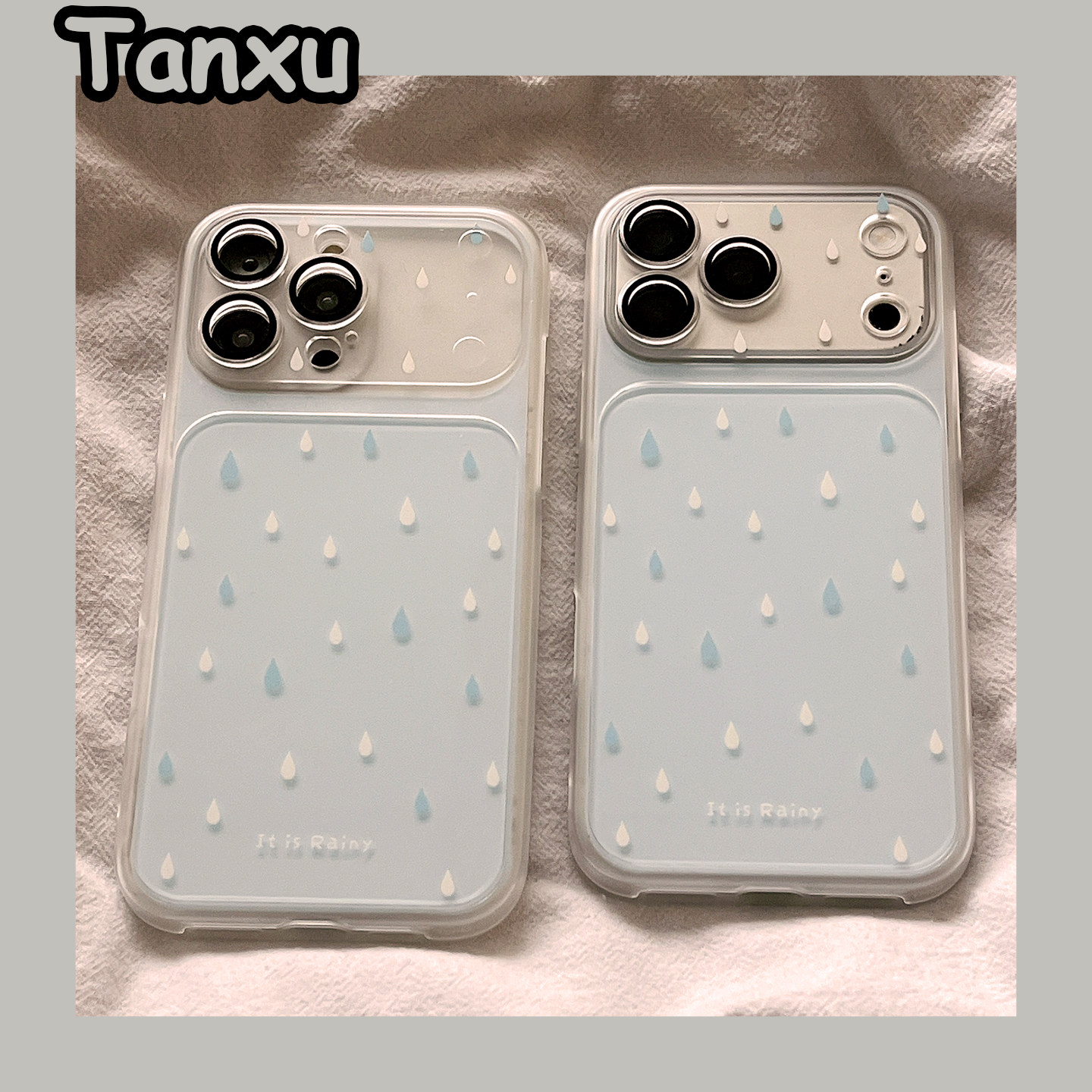 蓝色雨滴适用苹果手机壳