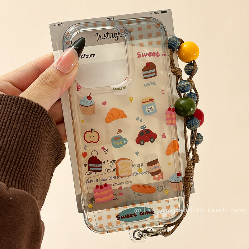趣味可爱面包插画带链条适用苹果16promax手机壳高级感iphone15新款13小众16pro创意14pro女15pro全包16防摔,3C数码配件,手机保护套/壳,淘宝优惠券,粉丝福利购,淘宝优惠卷