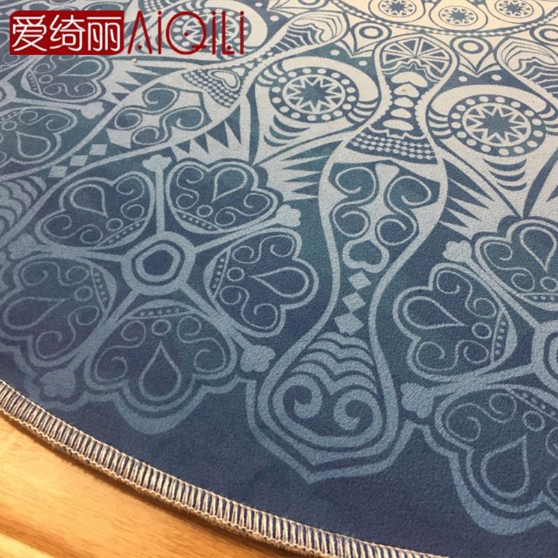 圆形卧室客厅地毯欧式蓝色青花瓷图案转椅吊椅环保防滑地垫可水洗