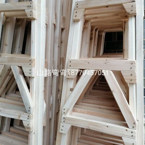 装修实木木梯家用人字梯双侧水电走梯室内室外工程木梯直梯置物架