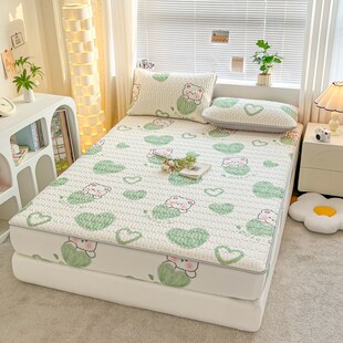 a类乳胶凉席床笠款三件套小清新凉感丝加厚冰丝凉席夏凉被四件套~