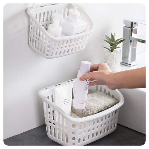 收纳筐浴室小篮子塑料卫生间厨房壁挂墙上储物挂式长方形置物挂篮