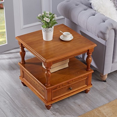 实木沙发边柜小方桌茶几正方形方几复古美式边几侧边柜边桌沙发桌