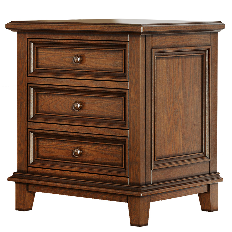 美式乡村全实木床头柜边几移动角几沙发边柜简约床头收纳柜小柜子