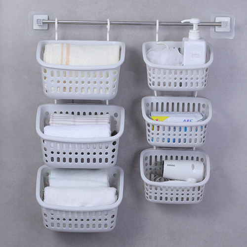 收纳筐浴室小篮子塑料卫生间厨房壁挂墙上储物挂式长方形置物挂篮