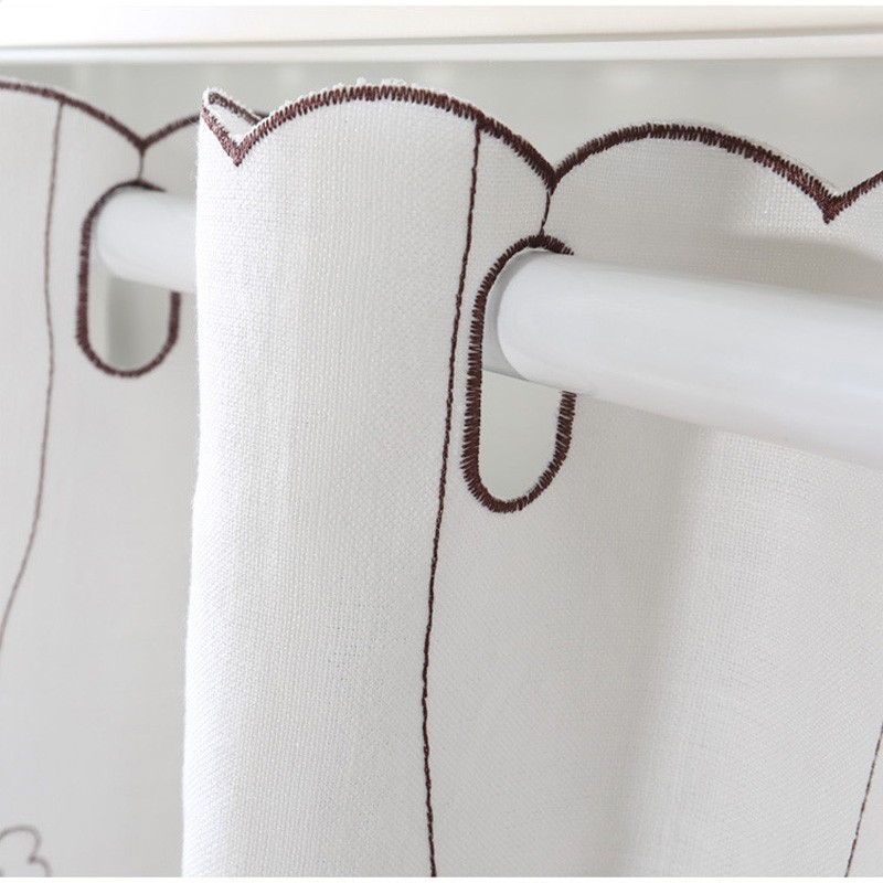 门半帘卧室绣花纱帘幔头客厅蕾丝防尘窗帘半帘镂空白色刺绣玫瑰