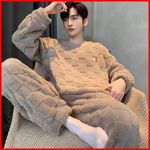红豆2025新款珊瑚绒睡衣男士秋冬季加绒加厚冬天青少年男生家居服