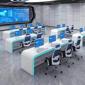 科技感烤漆办公桌多媒体数字中心控制台操作台弧形中控应急指挥台
