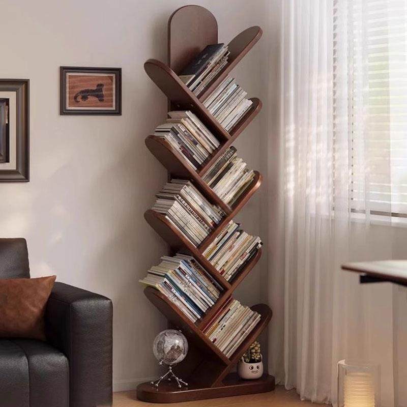 实木书架仙人掌落地置物架家用儿童小书柜客厅简约树书本收纳层架