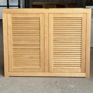 实木榫卯鱼缸底柜松木百叶门设计 适用底部过滤系统 鱼缸承重底座